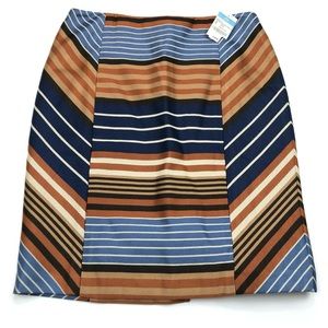 J. McLaughlin Women's Size 2 Short Stripe Indigo Multicolor Zip Pencil Skirt